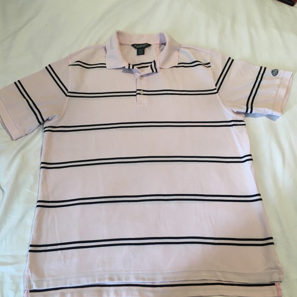 Brooks Brothers Large Pink/Black Polo Country Club Performance Knit Short Sleeve